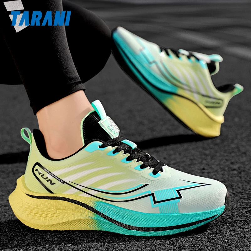 Men's Cushioning Running Shoes with Carbon Plate Marathon Women Lightweight Casual Sneakers for Jogging Workout Fitness Exercise