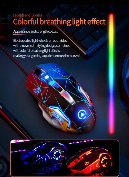 USB Wired Gaming Mouse 6-Button Ergonomic Gaming Mouse with Adjustable DPI, RGB Backlit Optical Gaming Mouse for PC, Laptop & Desktop
