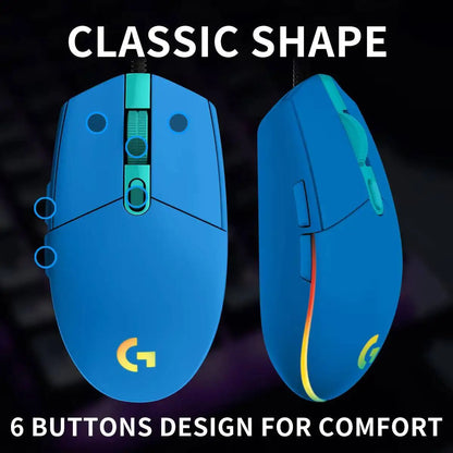 Logitech G203 LIGHTSYNC Wired Gaming Mouse 8000 DPI RGB Sensor, 6 Buttons Mechanical Tensioning USB Mouse for Gaming & Office