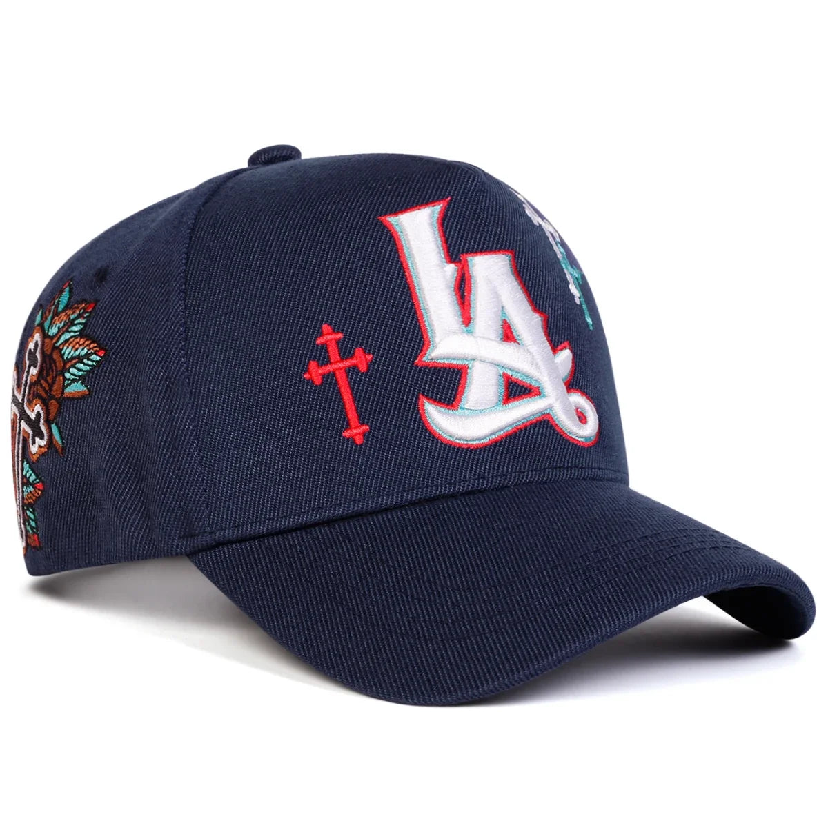 Unisex LA Letter Cross Embroidery Baseball Caps Spring and Autumn Outdoor Adjustable Casual Hats Sunscreen Hat Sports Cap