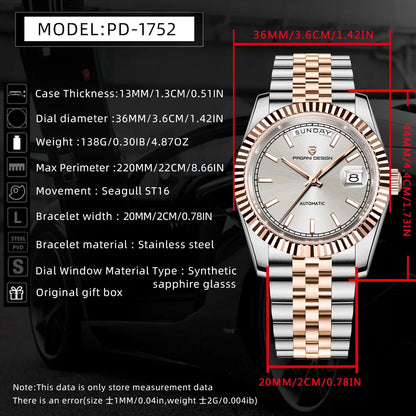 PAGANI DESIGN Men's Watches 2026 New Enamel Dial DD36 Automatic Watch Men Business Waterproof Mechanical Wristwatch For Men Gift