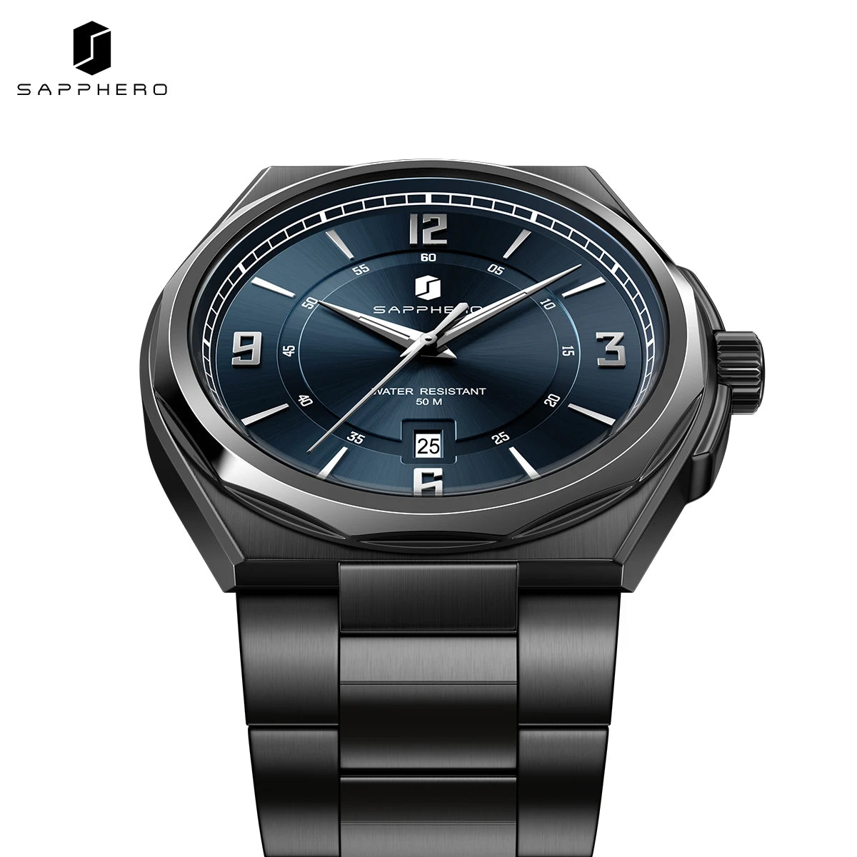 SAPPHERO Luxury Men's Watches Date Display Stainless Steel Watch Strap Men's Gifts Travel Essentials Waterproof Wristwatch