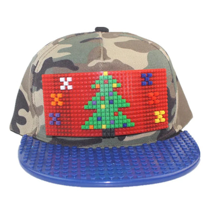Tegneserie-patchwork-baseballkasketter, DIY-blokke, snapback-kasketter, hiphop-kasketter til mænd og kvinder, aftagelige pixel-kasketter, dad hats, kasketter til børn og voksne