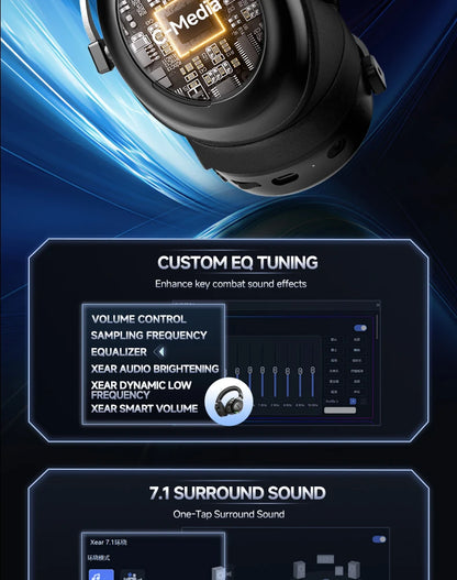 HAAYOT Wireless Gaming Headphones Bluetooth 5.3 with 53mm Titanium Drivers, 7.1 Virtual Surround Sound, Low Latency Gaming Headset for PC PS5 Mobile