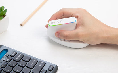 Delux Ergonomic Vertical Mouse Rechargeable Wireless Bluetooth RGB Mouse, 4000 DPI Silent Ergonomic Vertical Mouse for Laptop, PC & Gaming