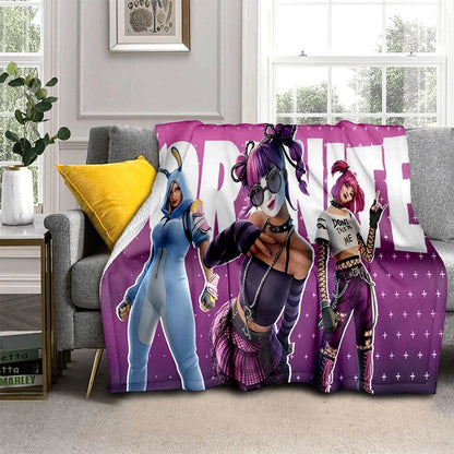 3D F-Fortnites cartoon-game flanellen deken, zachte warme plaid voor slaapkamer, woonkamer, bed, reizen, kamperen, picknick en als cadeau