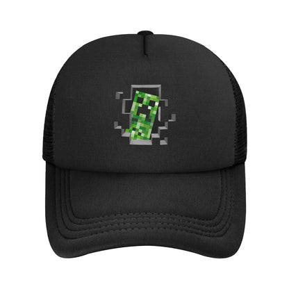 Adult Creepers Big Face Videogame  Trucker Cap Mesh Baseball Cap Polyester Hat Sun Hat Adjustable Racing Cap Summer