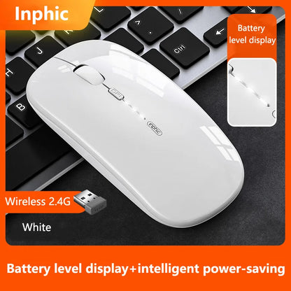 Inphic M1P langaton hiljainen toimistohiiri, erittäin ohut ja kannettava, USB-liitäntä, akun varaustason näyttö, TYPE-C-lataus