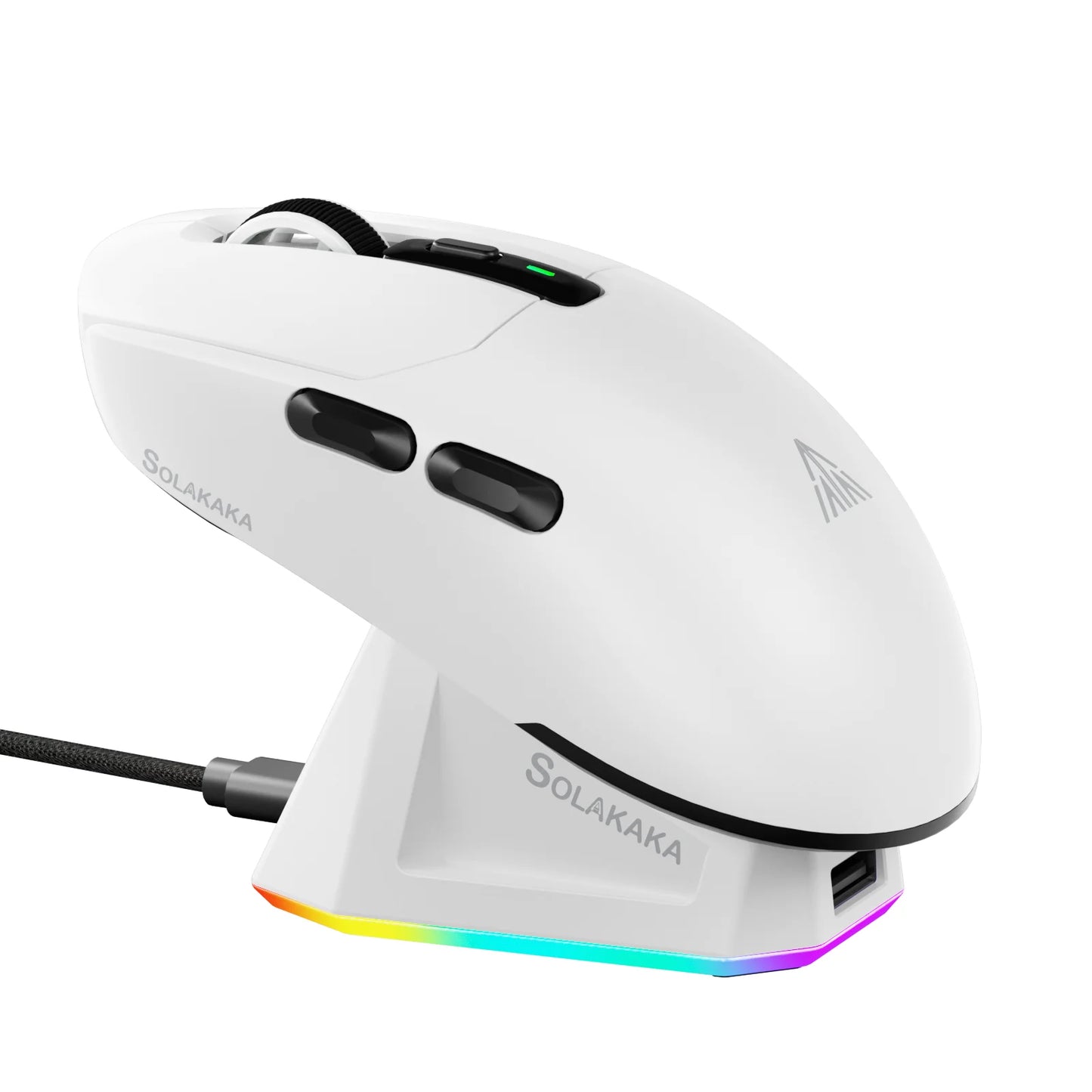 Rato Gaming Sem Fios SOLAKAKA SM820 Tri-mode Ultra-Leve, Dock Magnético Recarregável, RGB, PAW3311, 24000DPI, Macro Sem Fios