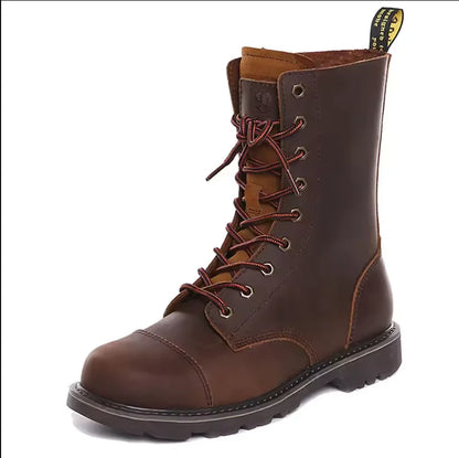 KOWM Scarpe da trekking da uomo in pelle bovina per attività all'aperto, impermeabili, tattiche, scarpe da deserto, stivali da caccia, stivali da neve, sneakers con pelliccia, scarpe da trekking da donna