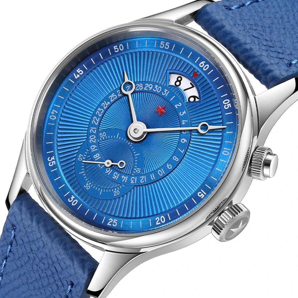 Red Star 40mm Premium Men's Watch with Seagull ST1716 Movement 3ATM Waterproof Calendar Automatic Mechanical Watch for Men
