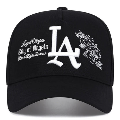 Unisex LA Rose Embroidery Snapback Baseball Caps Spring and Autumn Outdoor Adjustable Casual Hats Sunscreen Hat Sports Cap