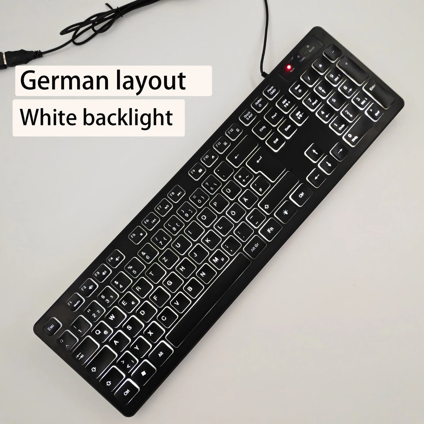 Spanisches/Französisches (AZERTY)/Russisches/Arabisches/Deutsches Tastaturlayout, beleuchtete kabelgebundene Desktop-Gaming-Tastatur für Desktop-Computer und Büro