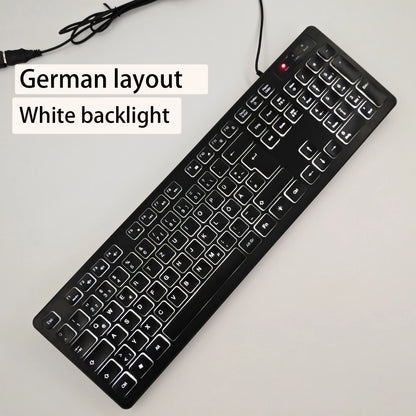 Spanisches/Französisches (AZERTY)/Russisches/Arabisches/Deutsches Tastaturlayout, beleuchtete kabelgebundene Desktop-Gaming-Tastatur für Desktop-Computer und Büro