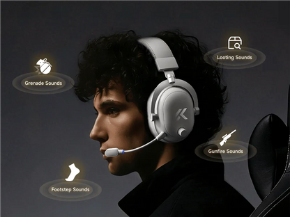 MCHOSE V9 Turbo Wireless Gaming Headset 7.1 Surround Sound RGB Esports Headphones with 60mm Drivers, Noise Cancelling Mic & Charging Base