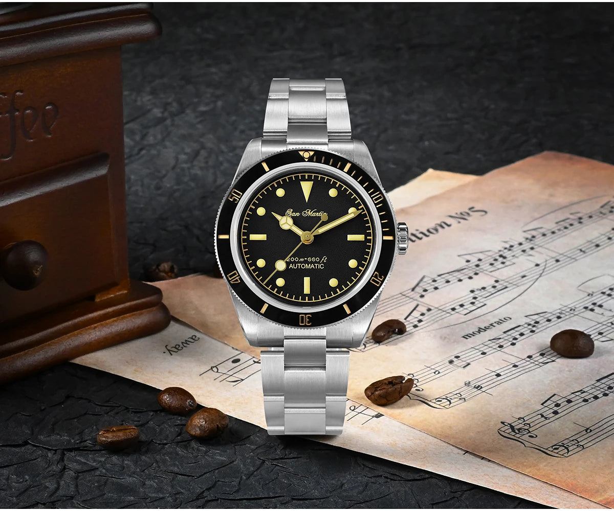 San Martin Vintage 38mm 6200 Diver Watch New Upgraded for Men Luxury NH35 Automatic Mechanical Sapphire Waterproof 200m Relojes