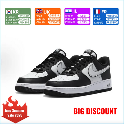 Nike Air Force 1 „Panda“ кожени ежедневни ниски кецове за мъже и жени, бяло/черно, DV0788-001