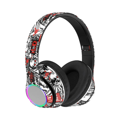 P85 Bluetooth 5.3 Wireless Headphones Over Ear Gaming Headset with Microphone, LED Light Foldable Bluetooth 5.3 Headphones, FM Radio & Noise Cancellation