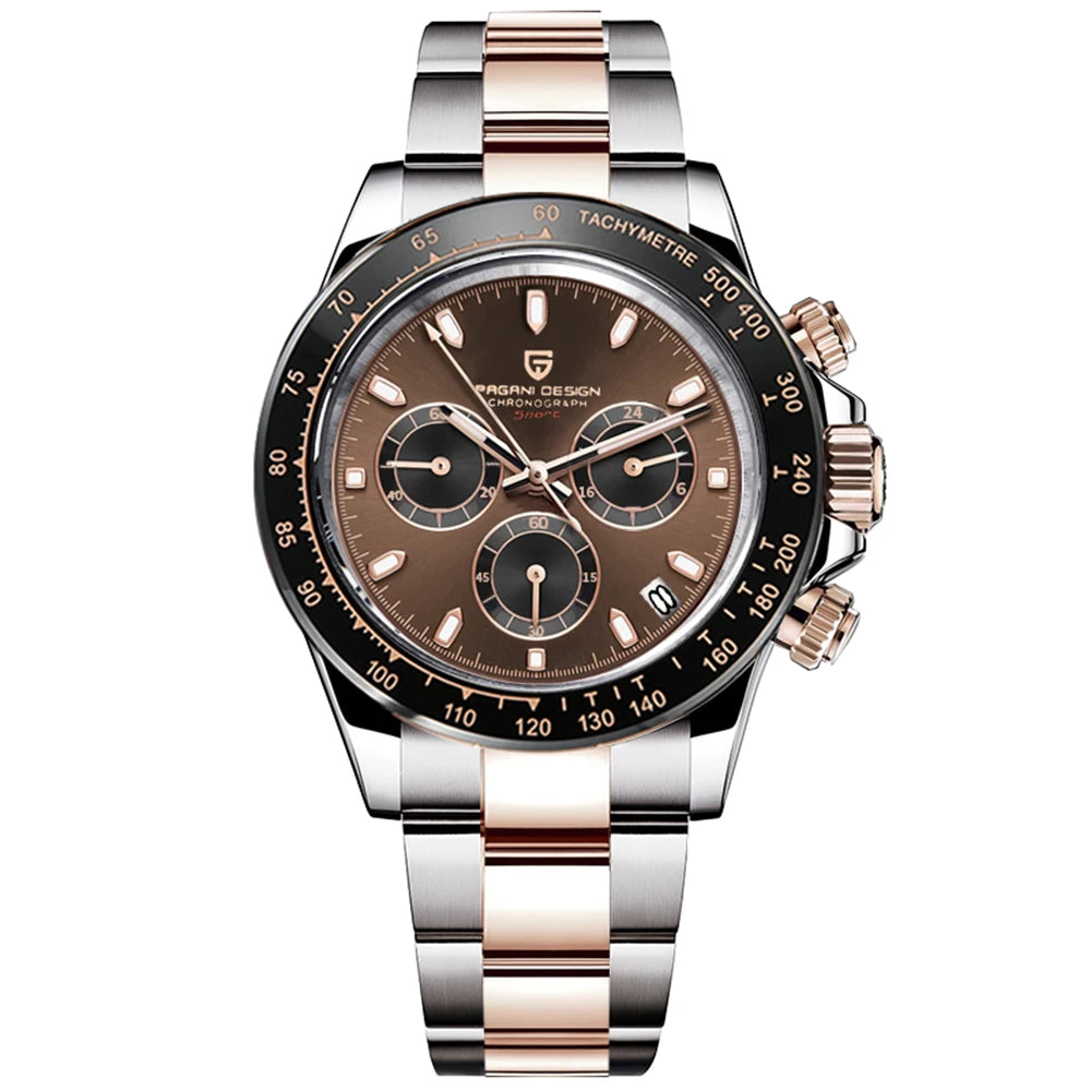 Zegarek męski PAGANI DESIGN – model z kolorowymi tarczami, luksusowy zegarek kwarcowy na rękę, chronograf wyposażony w mechanizm