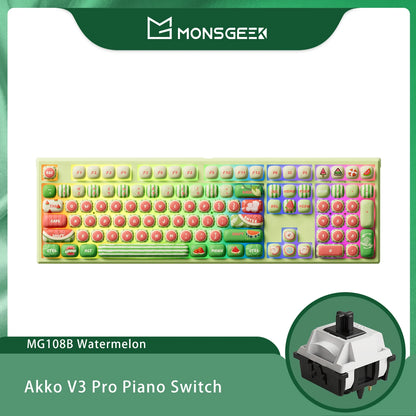 Tastiera meccanica wireless Akko MonsGeek MG108B Bun Wonderland, profilo MOG, RGB, 108 tasti, formato full size, hot swap, USB / 2.4G / BT 5.0