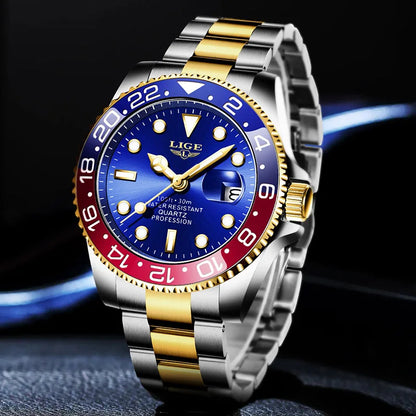 LIGE 2025 brand new men's watch luminous stainless steel business quartz luxury clock waterproof watches for men reloj hommes