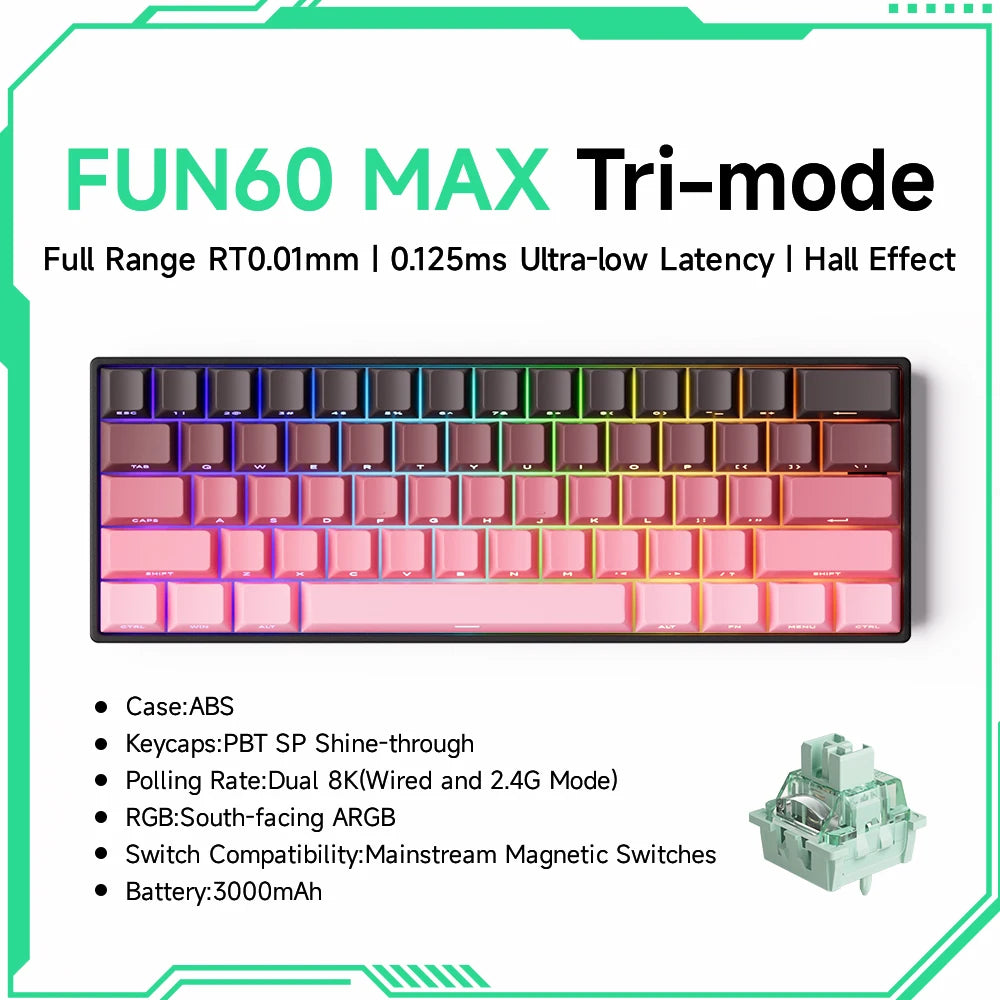 Akko MonsGeek FUN68 FUN60 PRO&MAX HE Magnetische Tastatur 60% 65% Gaming-Tastaturen Rapid Trigger 8K Custom Keyboard Gamer Esports