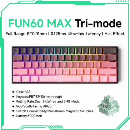 Akko MonsGeek FUN60 Magnetic Switch Mechanical Keyboard 60% Gaming Keyboard with Rapid Trigger 0.01mm, 8K Polling Rate, ARGB, Custom Mechanical Keyboard