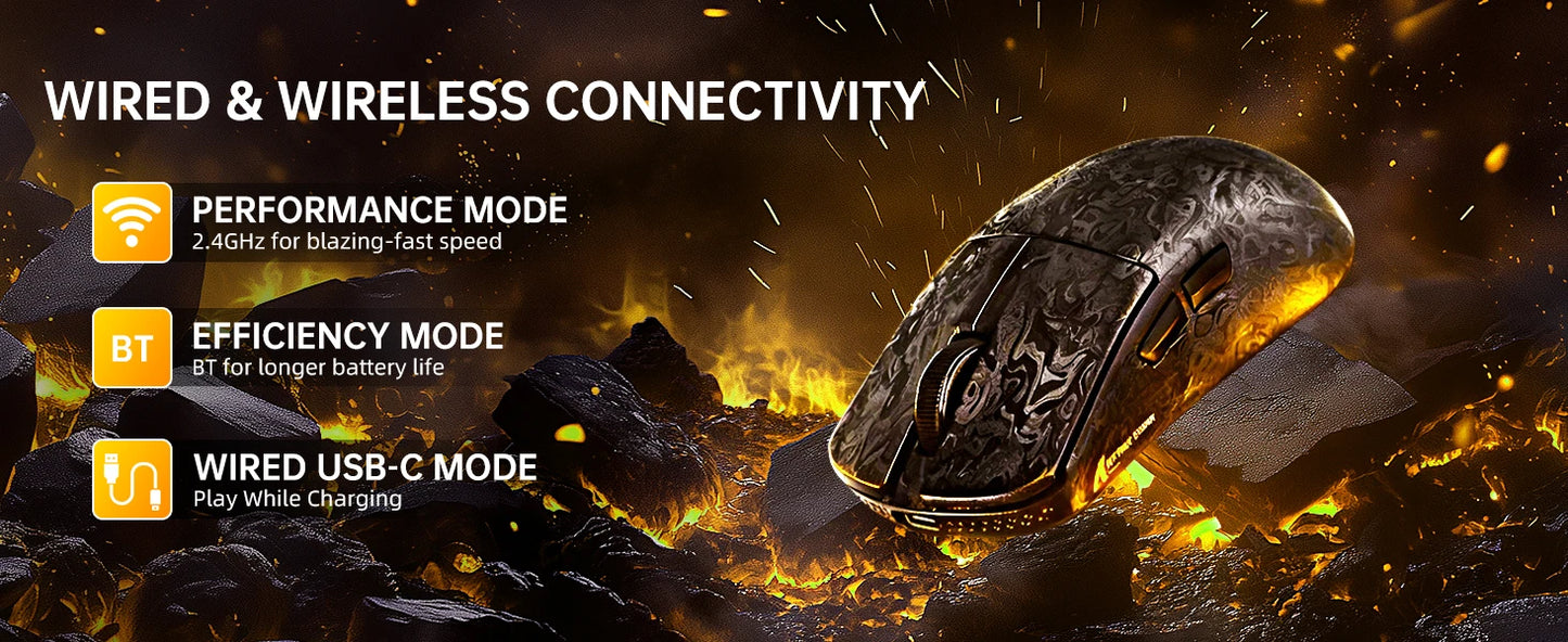 Mouse de gaming wireless ATTACK SHARK R11 ULTRA din fibră de carbon, 8000Hz, PAW3950MAX, 42000DPI, greutate redusă 49g, 20000FPS, Nordic 52840