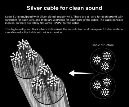 Angelears Kefine Klean SV 10mm DLC Diaphragm Dynamic Driver IEMs – Hi-Fi In-Ear Earphones with Interchangeable Nozzles &amp; Silver-Plated SPC Cable
