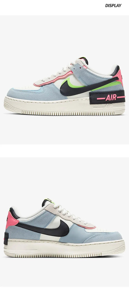 Nike Originals Herren Air Force 1 Shadow AF1 Pink-Blau Macaron Freizeitschuhe CU8591-101