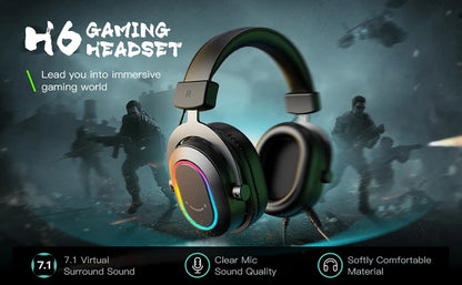 Auriculares gaming FIFINE RGB con micrófono – auriculares con cable circumaurales con sonido envolvente 7.1 para PC, PS4 y PS5 con 3 modos de ecualización