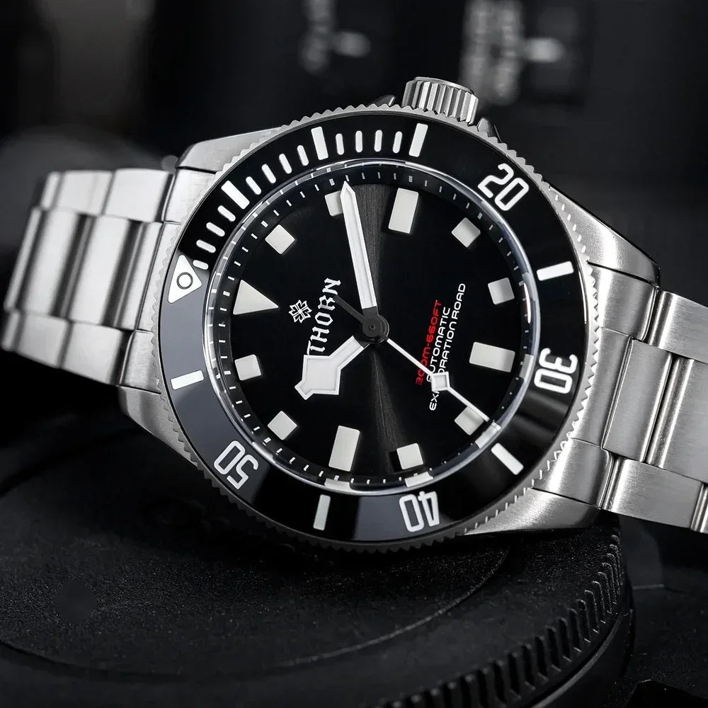 THORN 39mm Titanium Watch Men Homage Vintage PT5000 Movement Automatic Sapphire Crystal C3 Super Luminous 200M Waterproof Watch