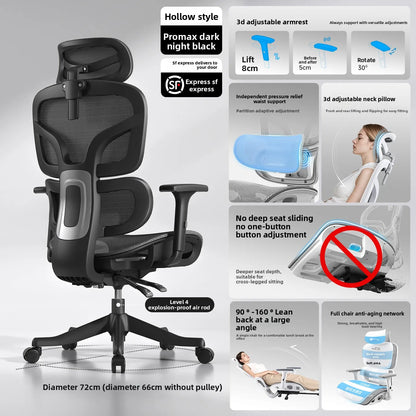 Ergonomic Office Chair Comfortable  Long Sitting Home Gaming Computer Recliner Nap Chair Adjustable Height Lumbar Support Swivel