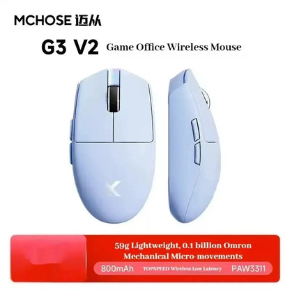 MCHOSE G3 V2 Pro Wireless Gaming Mouse PAW3395, Ultra-Lightweight Tri-Mode Bluetooth Gaming Mouse for Esports, Office & Professional Gaming