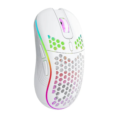 Wireless Gaming Mouse RGB Rechargeable 2.4G USB Gaming Mouse with Honeycomb Design, Ergonomic Wireless Gaming Mouse, LED Lights, Drag-Free Paracord for PC & Laptop