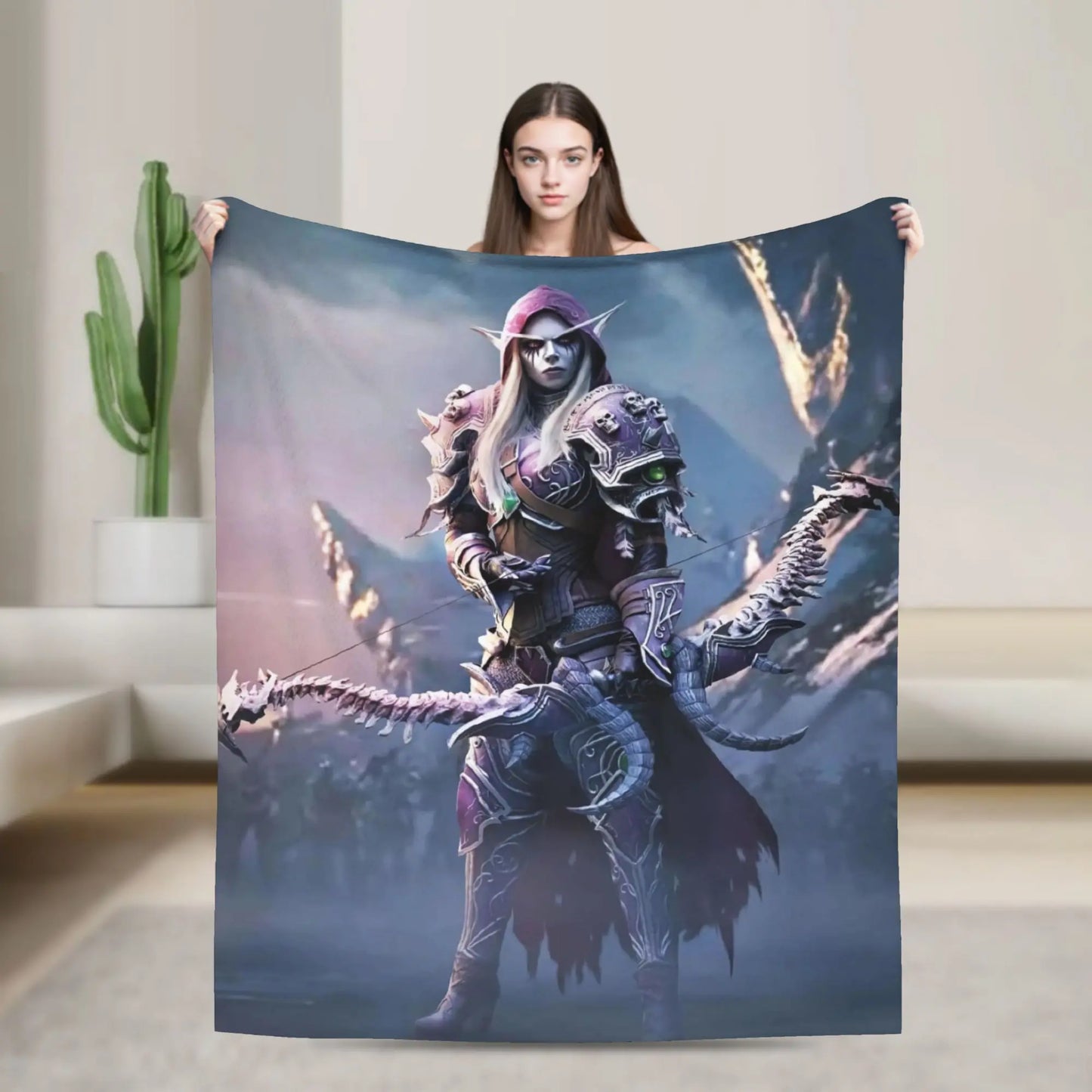 Warm BlanketStudents Travel World of Warcraft  Sylvanas Windrunner Throw Blanket  Flannel Bedspread For Home Decor Bed Cover