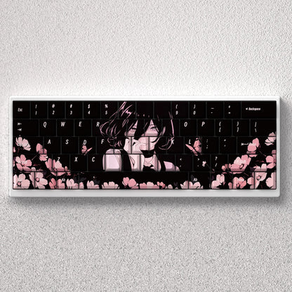 73 Keys Keycaps PBT Dye Sublimation Black Cherry Reze Chainsaw Man for 60 65 68 Mechanical Keyboard Anne Pro 2 GK61