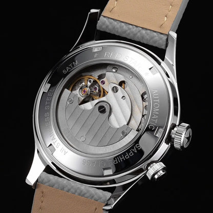 Red Star 40mm Premium Men's Watch with Seagull ST1716 Movement 3ATM Waterproof Calendar Automatic Mechanical Watch for Men