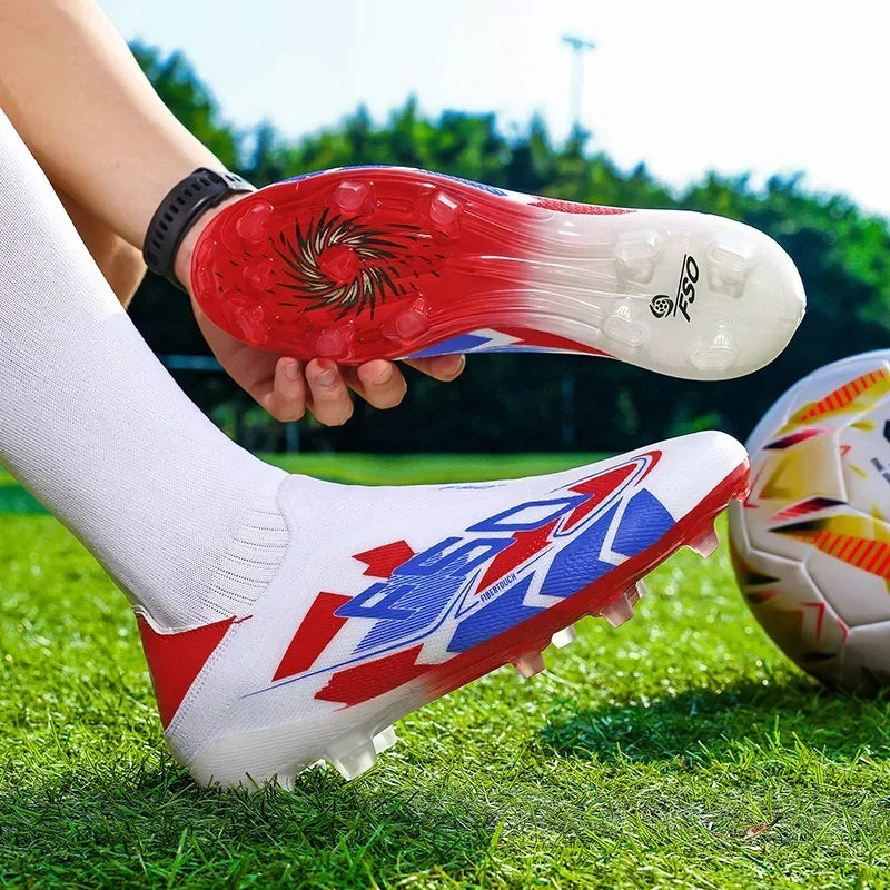Nouvelles Chaussures de Football pour Hommes – Crampons d'Extérieur pour Entraînement sur Gazon – Baskets Mi-Montantes Légères Antidérapantes de Haute Qualité – Meilleures Ventes