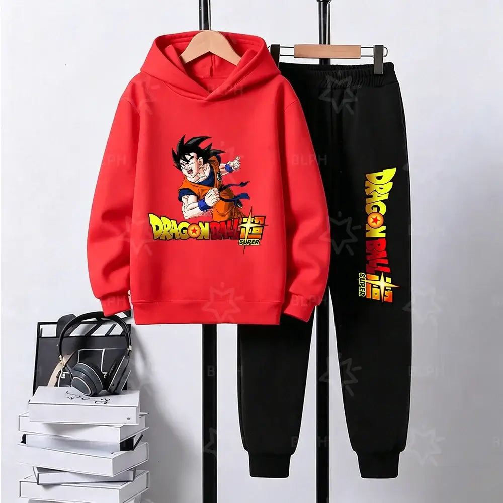 Dragon Ball Super Son Goku Printed Hooded Sweatshirt Suit Casual Loose Anime Streetwear Hoodie Pants 2 Piece Set for Men Boys, Produit gaming premium Fraquane