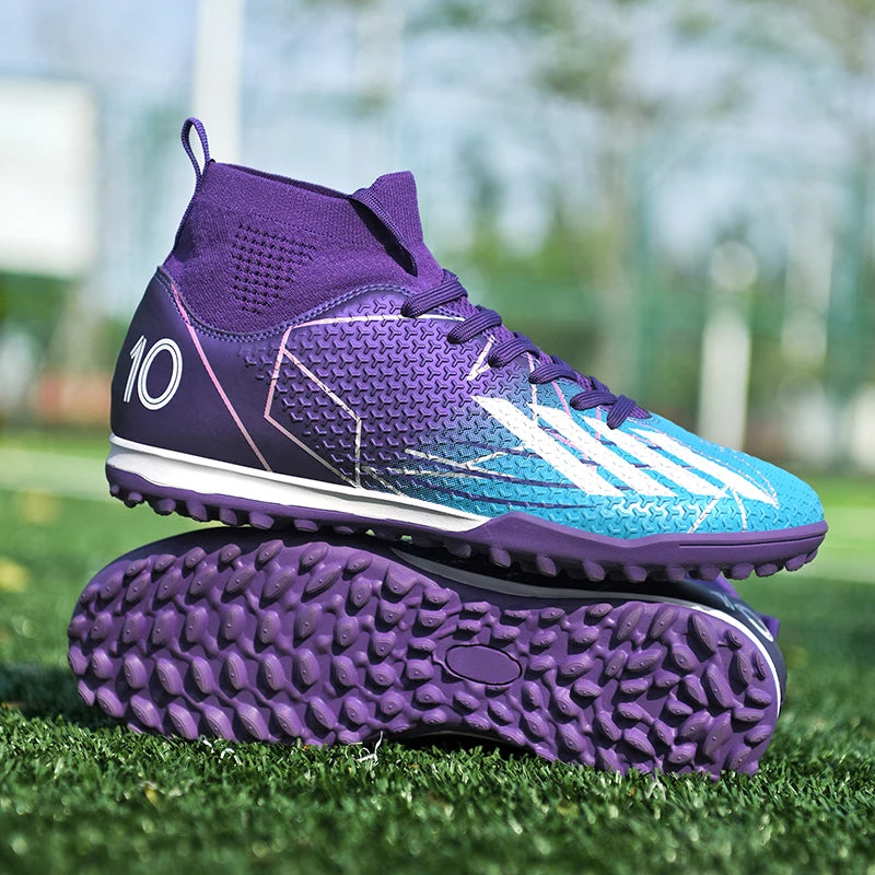 Nouvelles chaussures de football pour hommes, ultralégères, pour intérieur et extérieur, de haute qualité, à haute cheville, antidérapantes, chaussures de sport, futsal antidérapantes