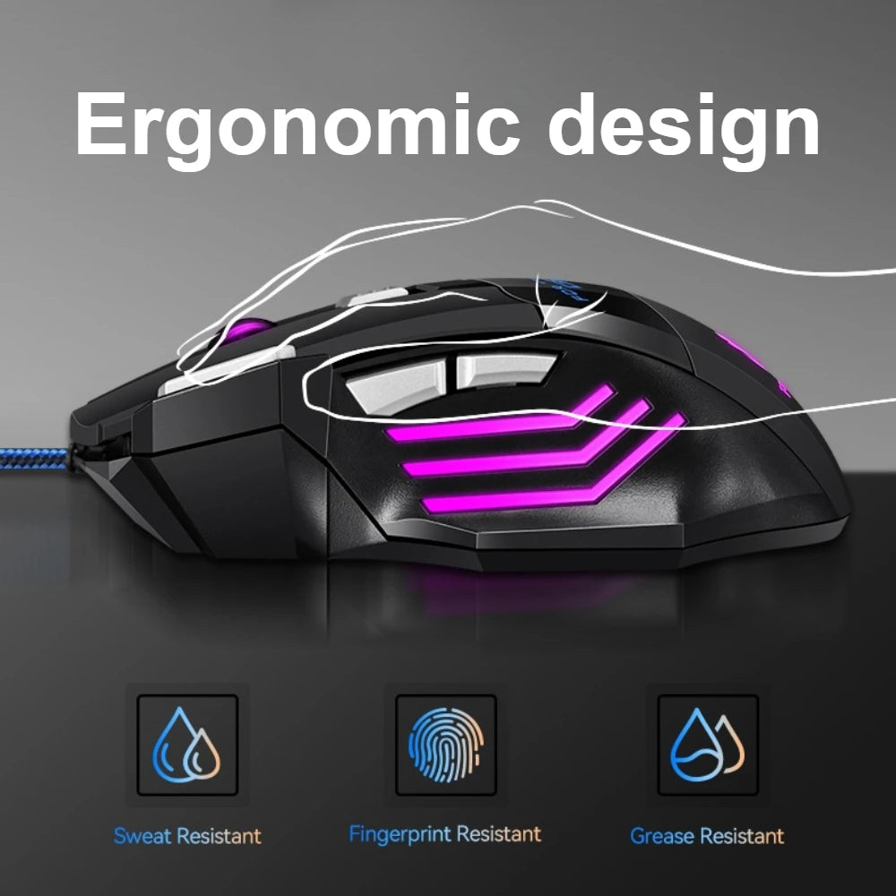 T-WOLF M1 Wired Gaming Mouse 7-Button RGB Backlit Ergonomic USB Gaming Mouse for PC Gamers with Adjustable DPI