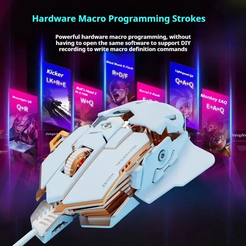 G5 mehanska žična e-športna miška RGB z 9 gumbi, programiranjem makrov, tiha gaming miška 12800 DPI za namizni računalnik in prenosnik
