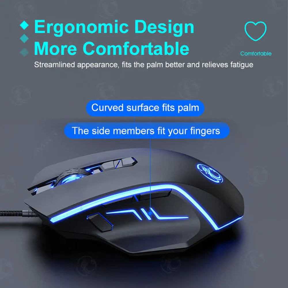 USB Wired Optical Gaming Mouse, 7200 DPI Ergonomic Gaming Mouse with 6 Programmable Buttons for PC, Laptop & Desktop Gaming