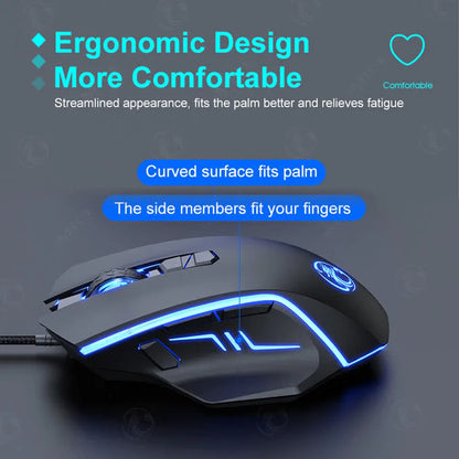 USB Wired Optical Gaming Mouse, 7200 DPI Ergonomic Gaming Mouse with 6 Programmable Buttons for PC, Laptop & Desktop Gaming