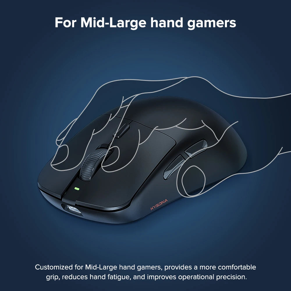 KYSONA M617 Wireless Gaming Mouse Tri-Mode Bluetooth 2.4G & Wired, PAW3395 Sensor, 26K DPI, 8000Hz Polling Rate, 59g Lightweight Rechargeable Gaming Mouse