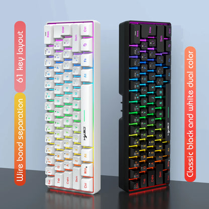 60% Wireless Gaming Keyboard, 61 Keys Triple Mode BT5.0/2.4G/USB-C Wireless Keyboard- RGB Backlit