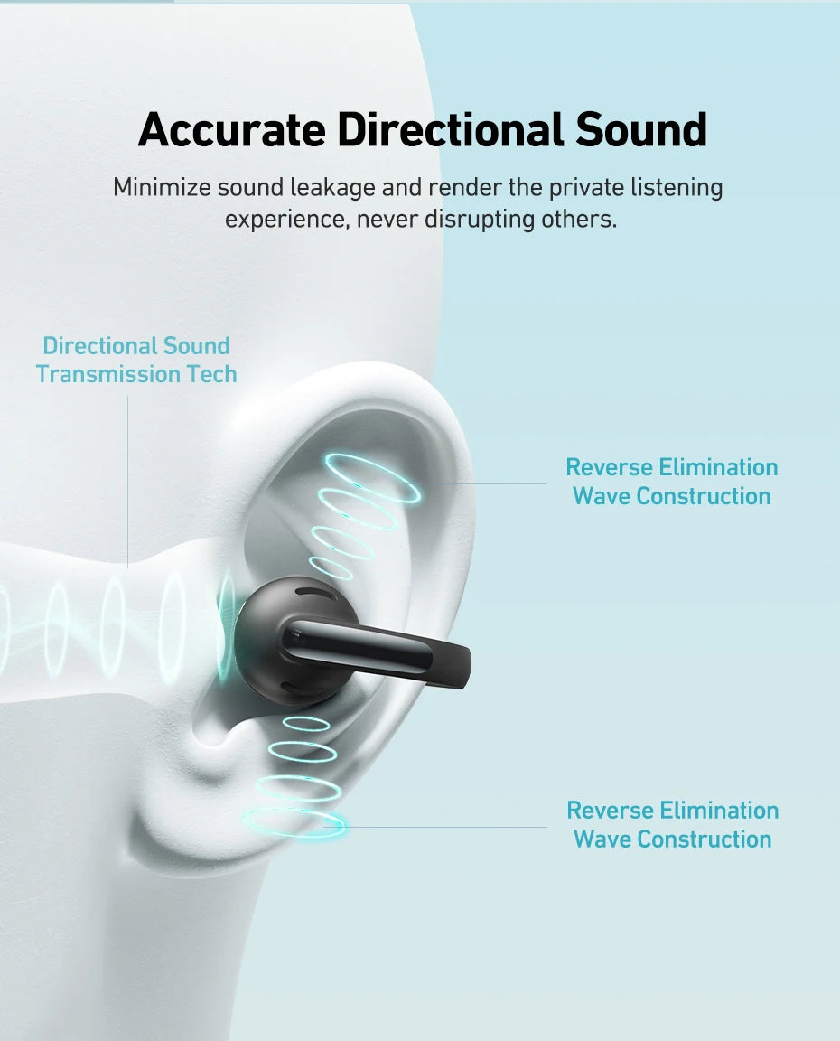 Baseus Bowie MC1 Ear Clip Wireless Earphones Bluetooth 5.4 Open-Ear Clip-On Sports Earbuds IP57 Waterproof AI Bass Ear Clip Headphones