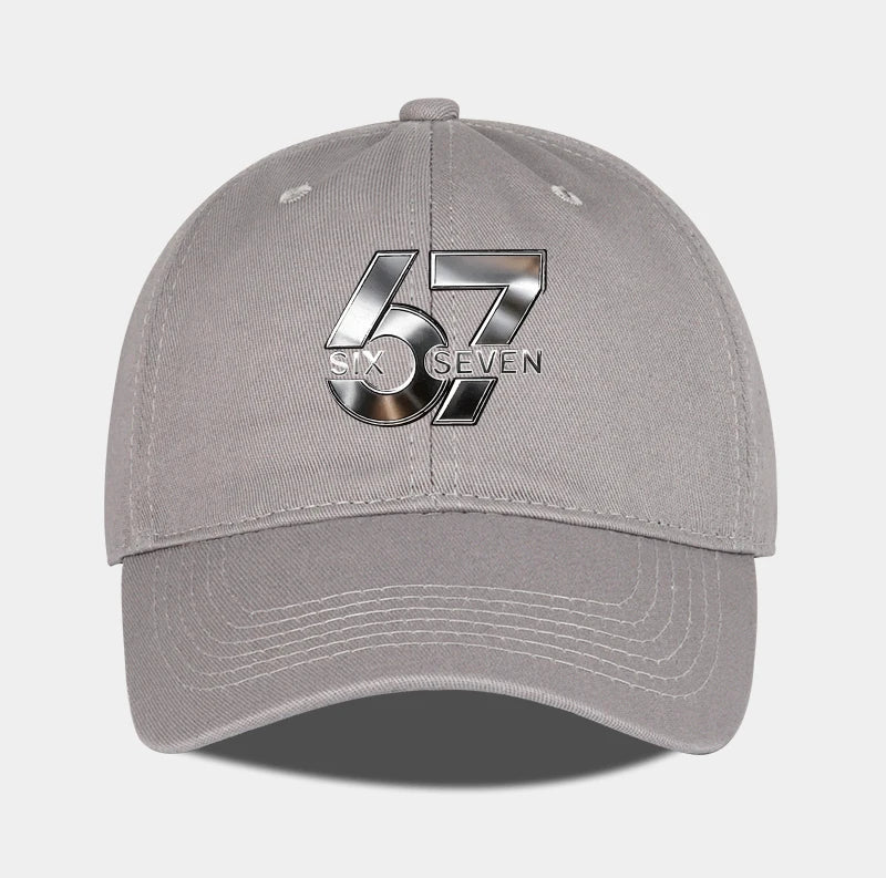 Metallic Number 67 "Six Seven" Print Baseball Cap Adjustable Unisex Streetwear Sun Hat