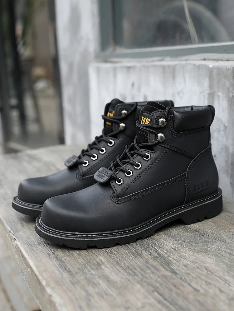 KOWM Scarpe da trekking da uomo in pelle bovina per attività all'aperto, impermeabili, tattiche, scarpe da deserto, stivali da caccia, stivali da neve, sneakers con pelliccia, scarpe da trekking da donna